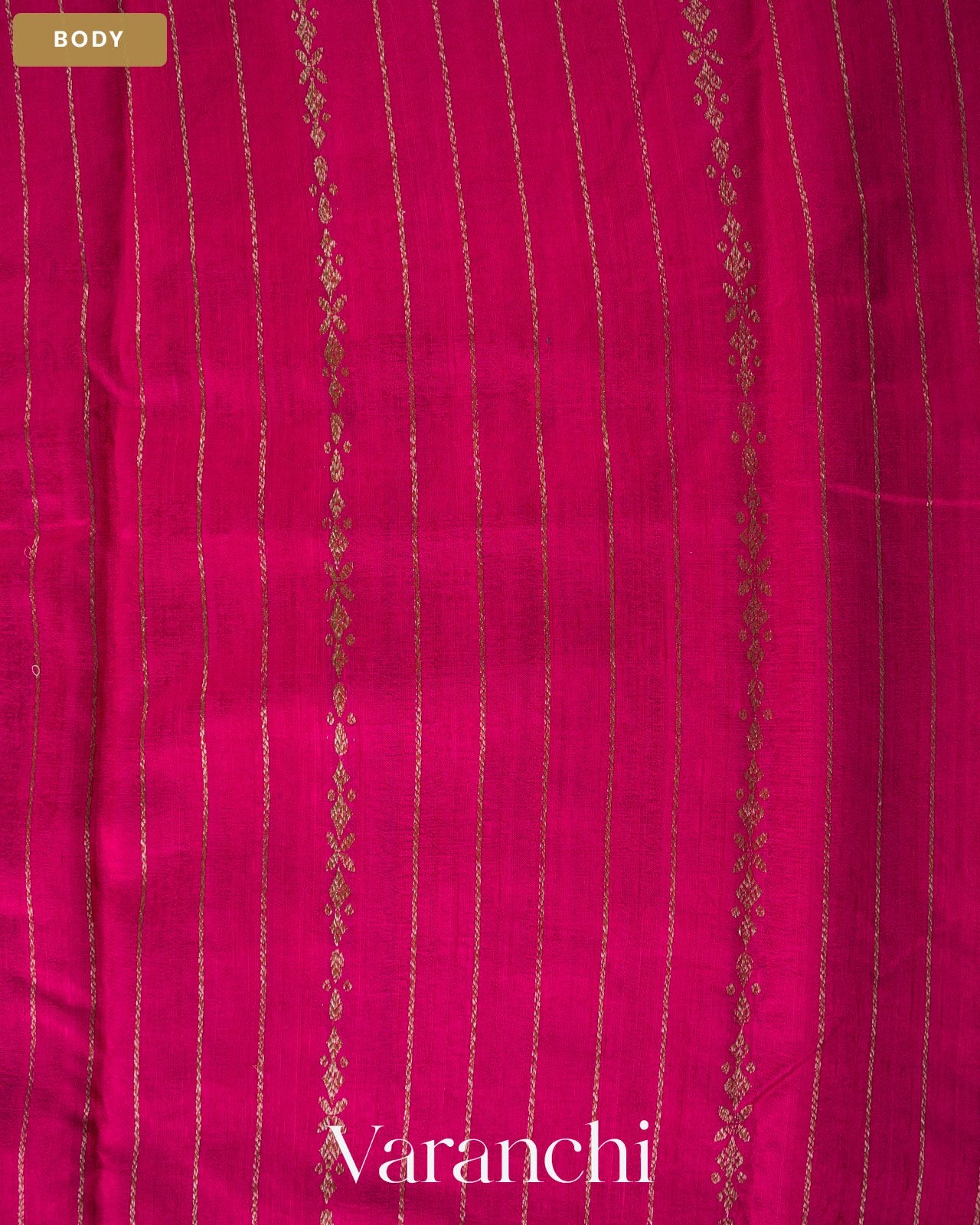 Rani Pink Striped Pure Raw Silk Handloom Saree — Body