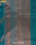 Royal Blue Floral Lehariya Pure Raw Silk Handloom Saree — Pallu