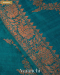 Royal Blue Floral Lehariya Pure Raw Silk Handloom Saree — Border