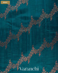 Royal Blue Floral Lehariya Pure Raw Silk Handloom Saree — Body
