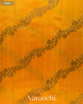 Marigold Yellow Lehariya Pure Raw Silk Handloom Saree — Body