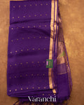 Royal Purple Sequin with Jamdani Paithani Pallu Pure Muslin Silk Handloom Saree — Folded