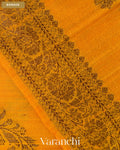 Marigold Yellow Lehariya Pure Raw Silk Handloom Saree — Border