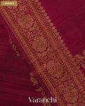 Wine Maroon Floral Lehariya Pure Raw Silk Handloom Saree — Border