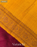 Wine Maroon Floral Lehariya Pure Raw Silk Handloom Saree — Blouse