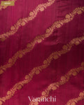 Wine Maroon Floral Lehariya Pure Raw Silk Handloom Saree — Body