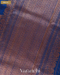 Royal Blue Floral Lehariya Pure Raw Silk Handloom Saree — Pallu