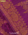 Wine Purple Floral Lehariya Pure Raw Silk Handloom Saree — Border