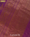Wine Purple Floral Lehariya Pure Raw Silk Handloom Saree — Pallu