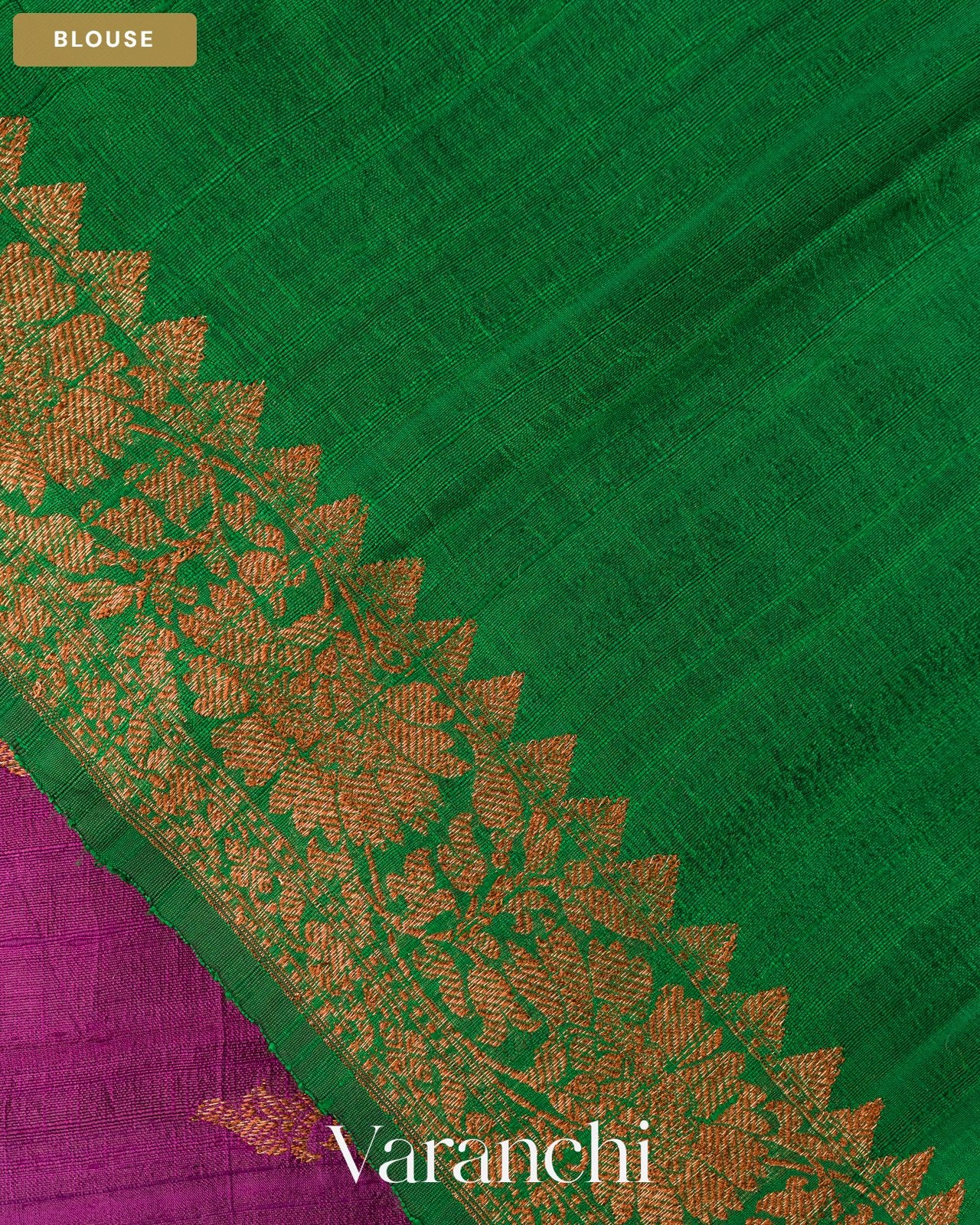 Wine Purple Floral Lehariya Pure Raw Silk Handloom Saree — Blouse