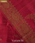 Wine Red Floral Lehariya Pure Raw Silk Handloom Saree — Border