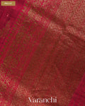 Wine Red Floral Lehariya Pure Raw Silk Handloom Saree — Pallu