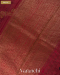 Maroon Floral Lehariya Pure Raw Silk Handloom Saree — Pallu