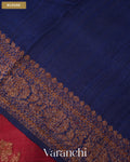 Maroon Floral Lehariya Pure Raw Silk Handloom Saree — Blouse