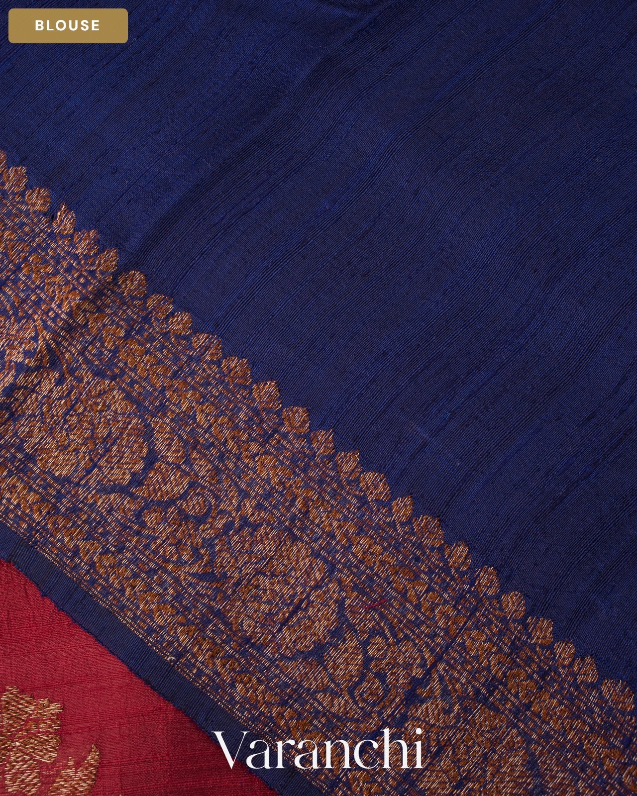 Maroon Floral Lehariya Pure Raw Silk Handloom Saree — Blouse