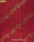 Maroon Floral Lehariya Pure Raw Silk Handloom Saree — Body