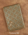 Sage Green Pure Tussar Silk Saree — Folded