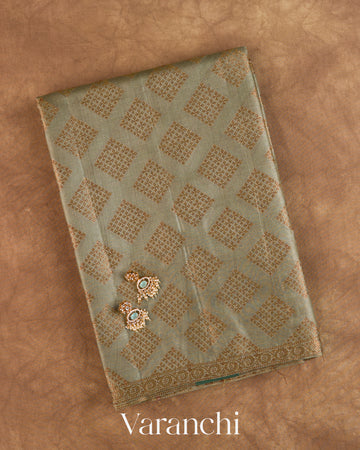 Sage Green Pure Tussar Silk Saree — Folded
