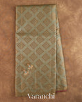 Sage Green Pure Tussar Silk Saree — Full Saree