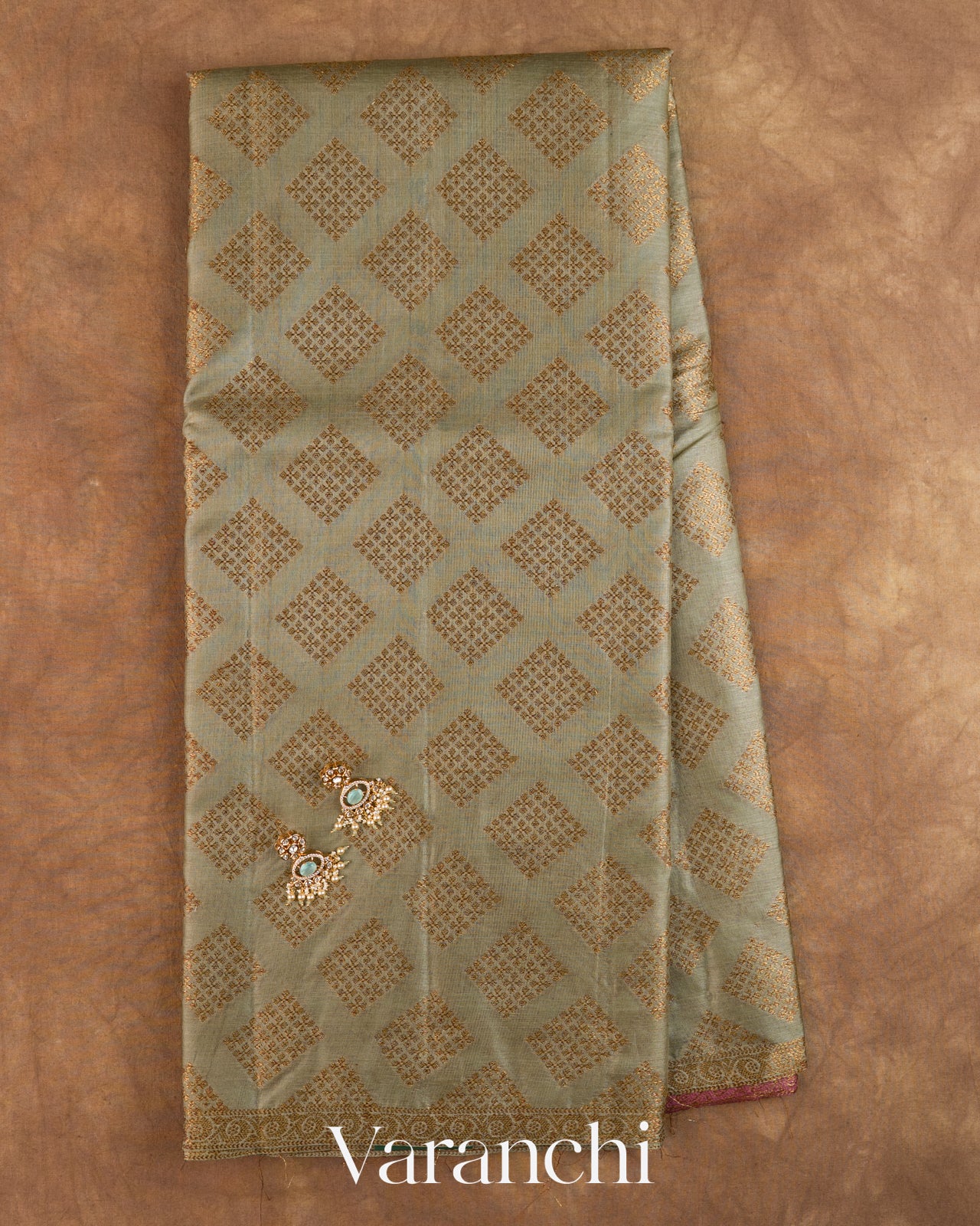 Sage Green Pure Tussar Silk Saree — Full Saree