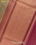 Sage Green Pure Tussar Silk Saree — Pallu