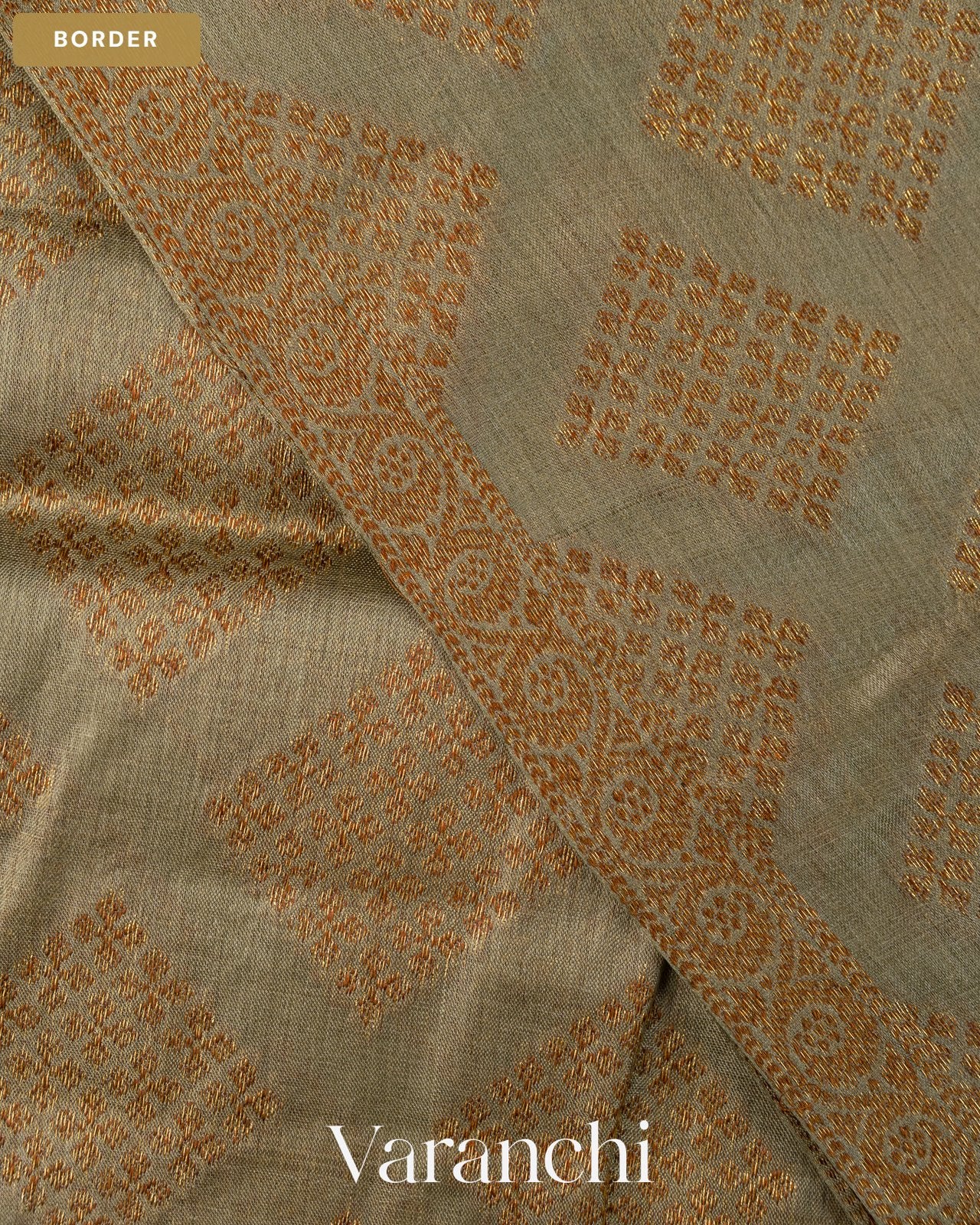 Sage Green Pure Tussar Silk Saree — Border