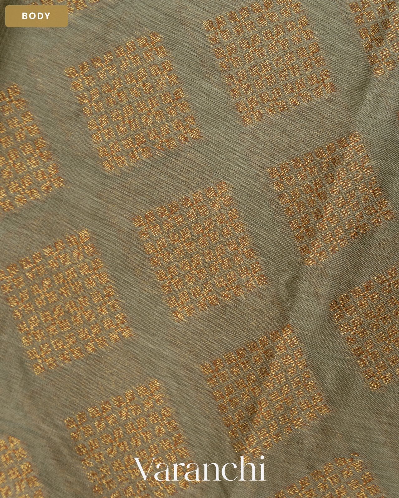 Sage Green Pure Tussar Silk Saree — Body
