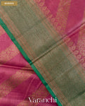 Onion Pink Lehariya Pure Tussar Silk Saree — Border
