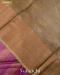 Orchid Purple Lehariya Pure Tussar Silk Saree — Blouse