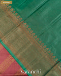 Coral Pink Lehariya Pure Tussar Silk Saree — Blouse