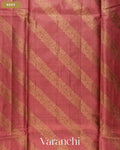 Coral Pink Lehariya Pure Tussar Silk Saree — Body