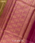 Mehandi Green Pure Tussar Silk Saree — Pallu