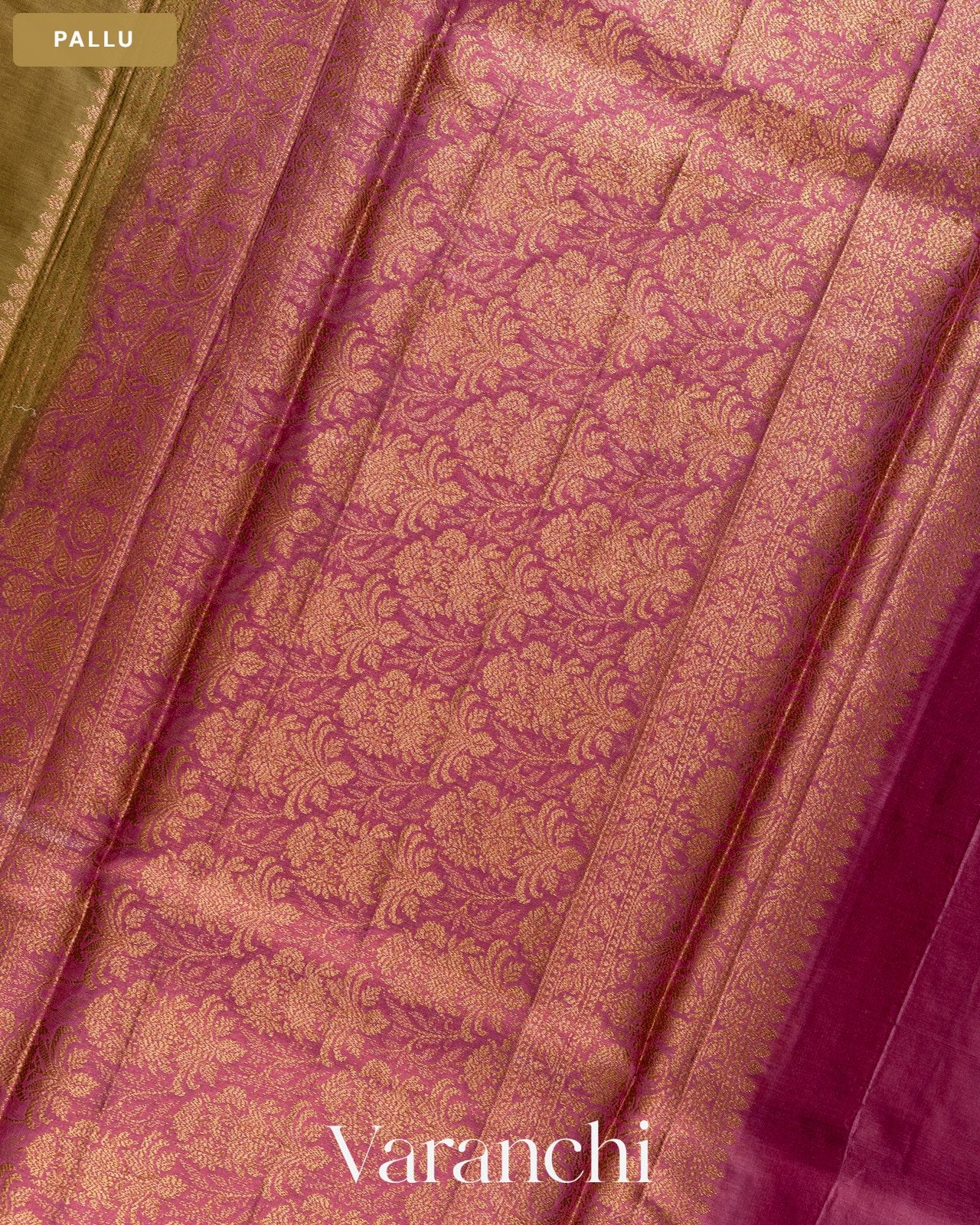 Mehandi Green Pure Tussar Silk Saree — Pallu