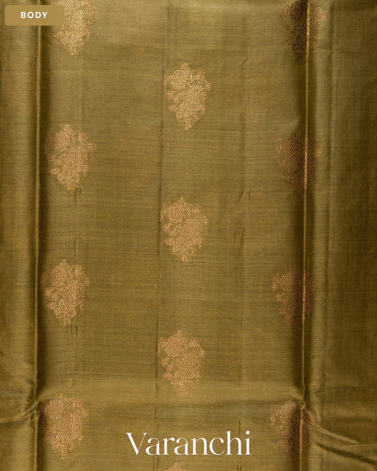 Mehandi Green Pure Tussar Silk Saree — Body