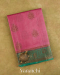 Dusty Rose Pure Tussar Silk Saree — Folded