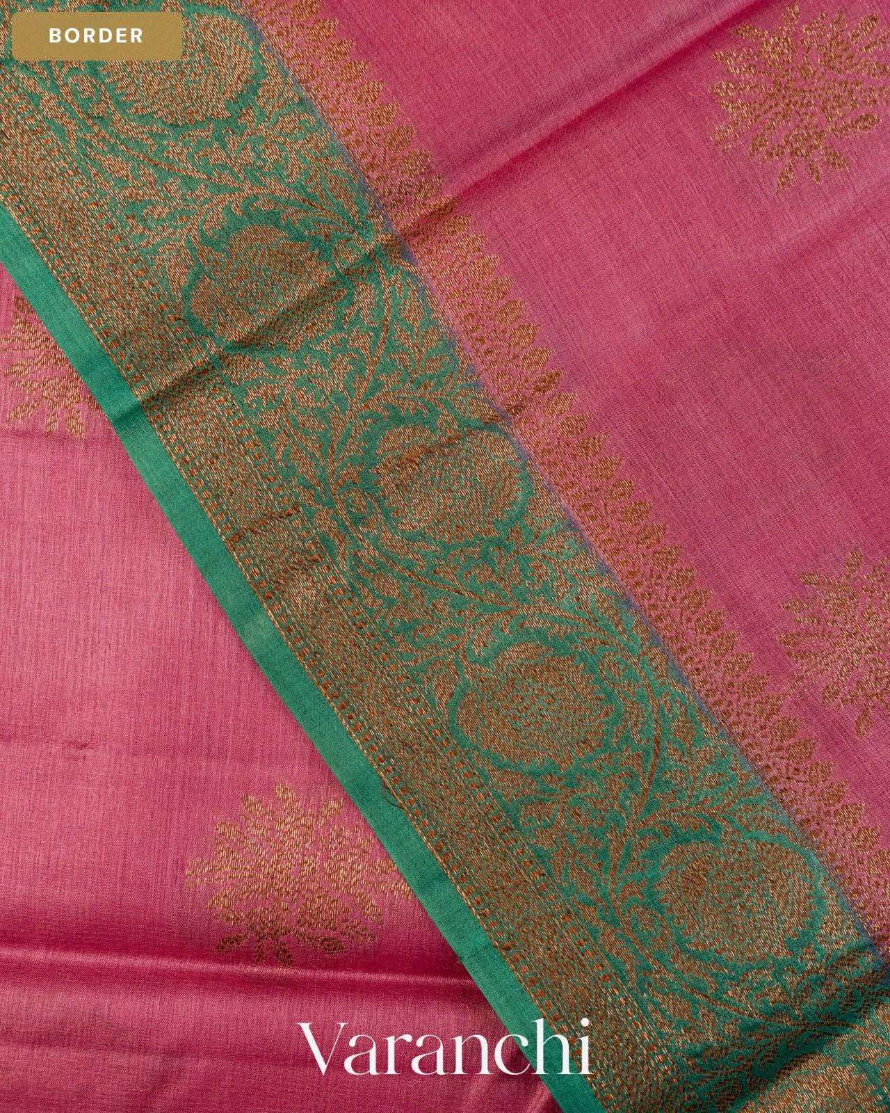 Dusty Rose Pure Tussar Silk Saree — Border