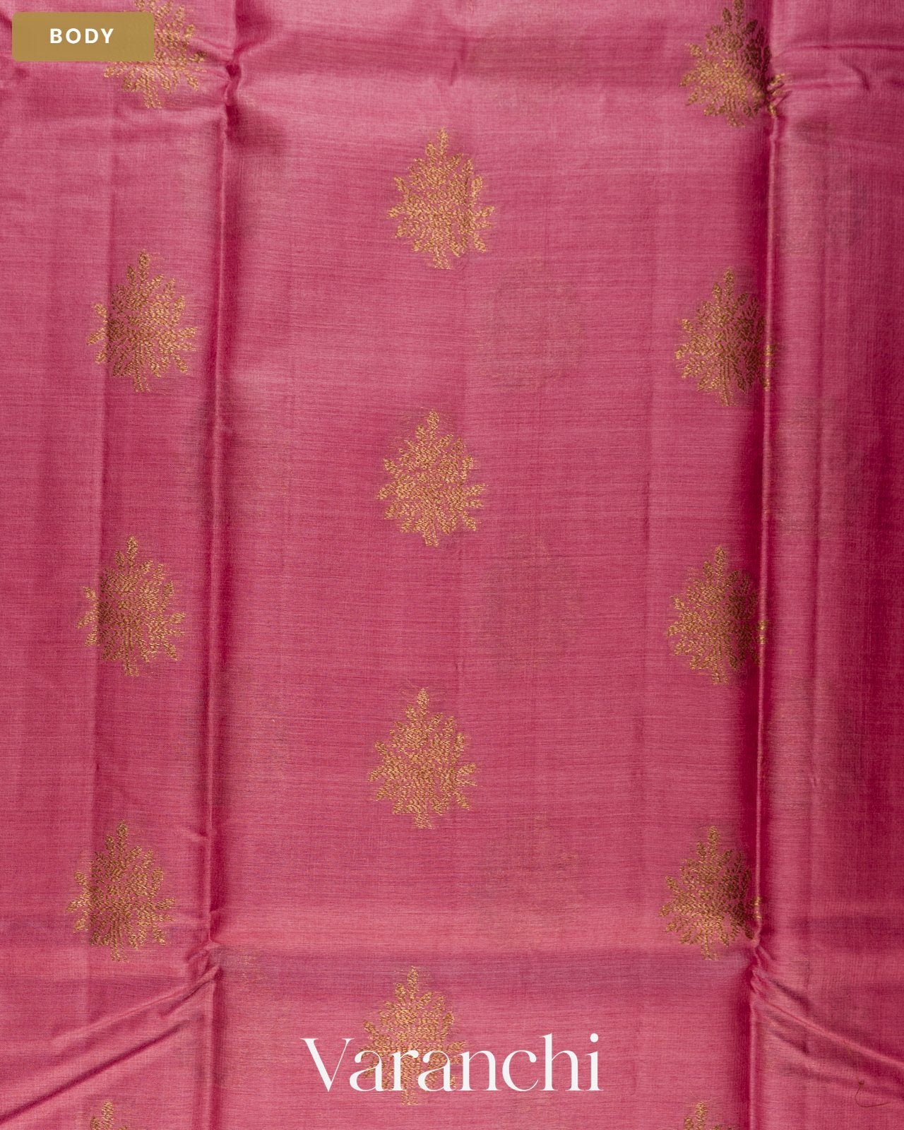 Dusty Rose Pure Tussar Silk Saree — Body