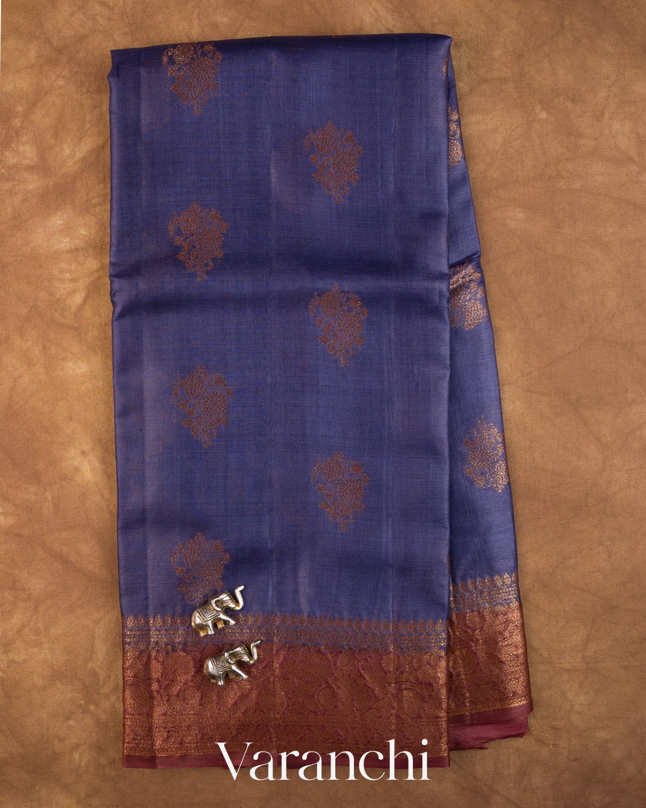 Deep Violet Pure Tussar Silk Saree — Full Saree