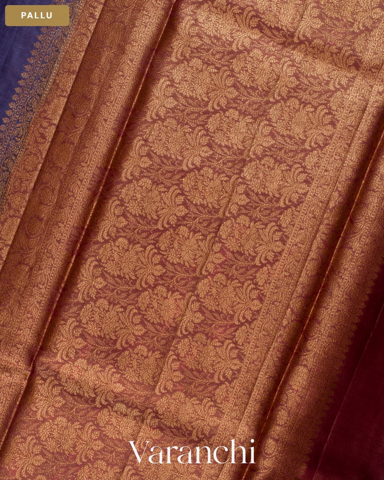 Deep Violet Pure Tussar Silk Saree — Pallu