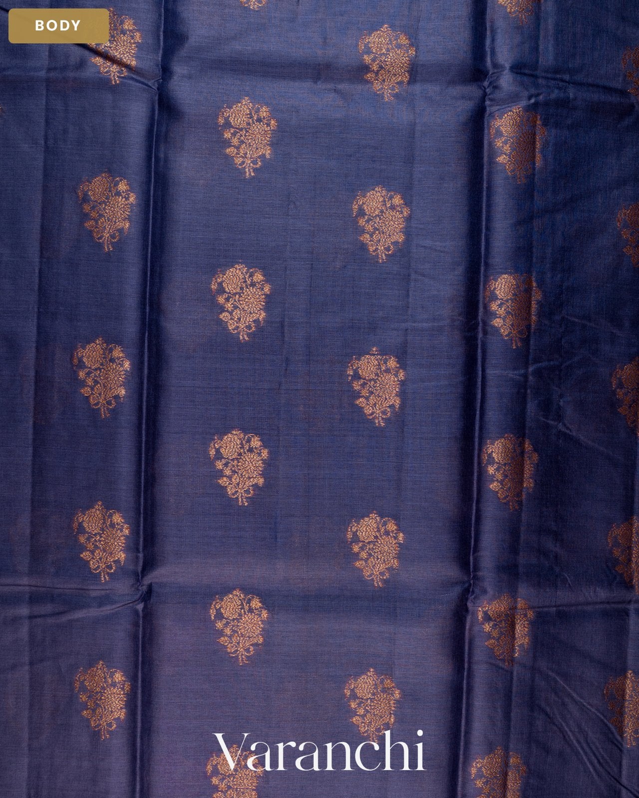 Deep Violet Pure Tussar Silk Saree — Body