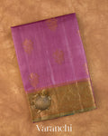 Deep Onion Pink Pure Tussar Silk Saree — Folded