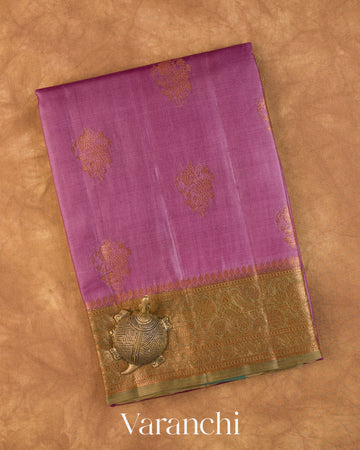 Deep Onion Pink Pure Tussar Silk Saree — Folded