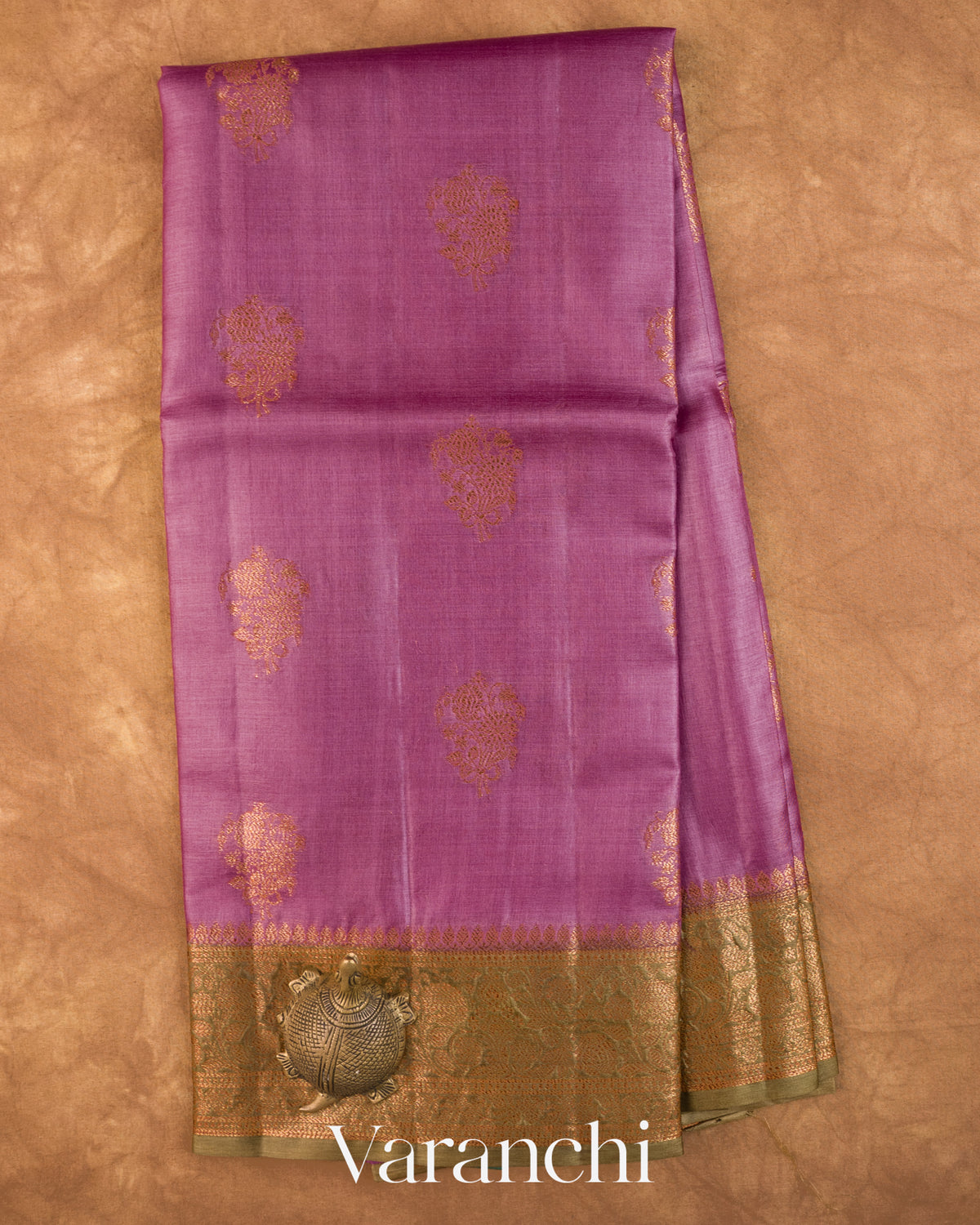 Deep Onion Pink Pure Tussar Silk Saree — Full Saree