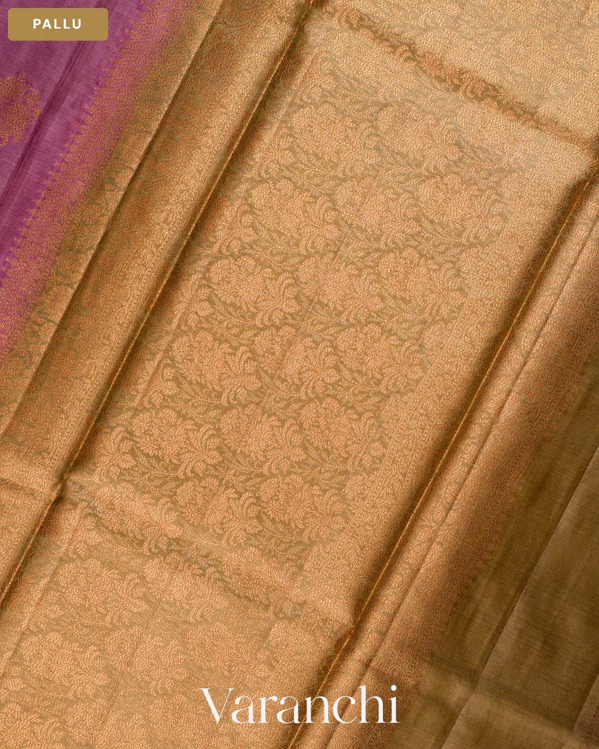 Deep Onion Pink Pure Tussar Silk Saree — Pallu
