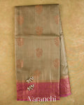 Warm Grey Pure Tussar Silk Saree — Full Saree