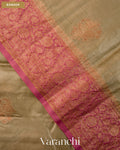 Warm Grey Pure Tussar Silk Saree — Border