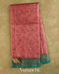 Dusty Rose Floral Jaal Pure Tussar Silk Saree — Full Saree