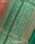 Dusty Rose Floral Jaal Pure Tussar Silk Saree — Pallu