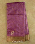 Mauve Floral Jaal Pure Tussar Silk Saree — Full Saree
