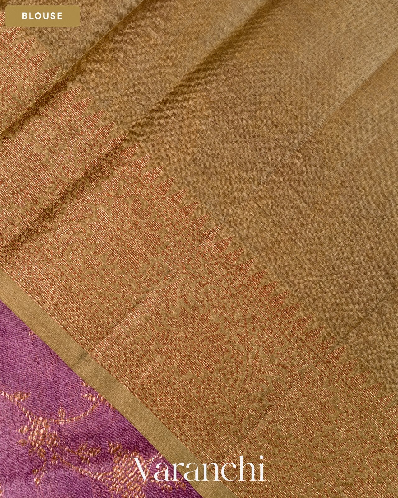 Mauve Floral Jaal Pure Tussar Silk Saree — Blouse